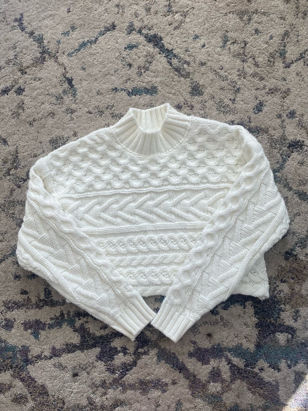 3/$25 Forever 21 Cream Cable Knit Mock Neck Sweater